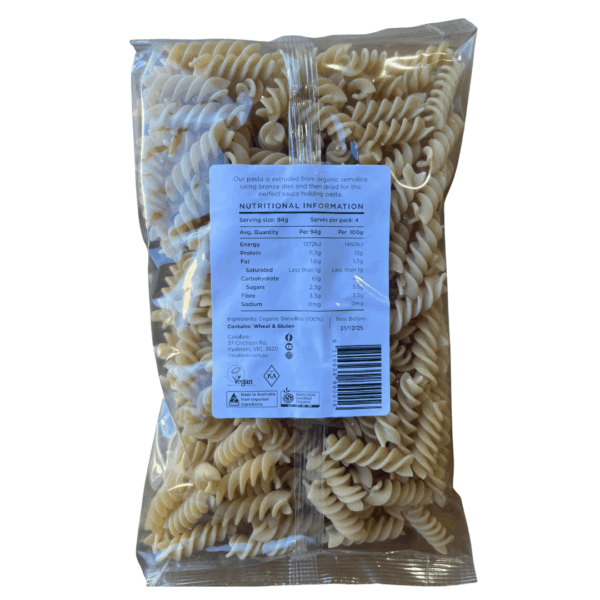 Casalare Organic Fusilli Pasta - 375g - Image 2