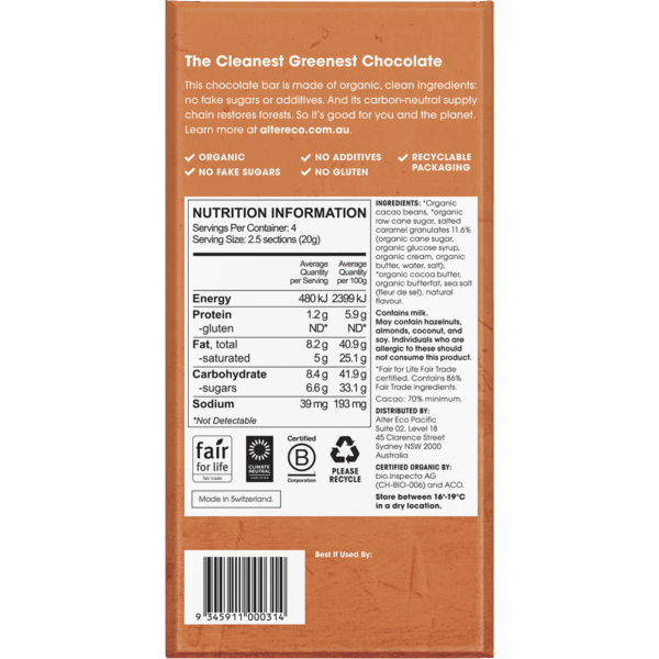 Chocolate Organic Dark Burnt Caramel - 80g - Image 2